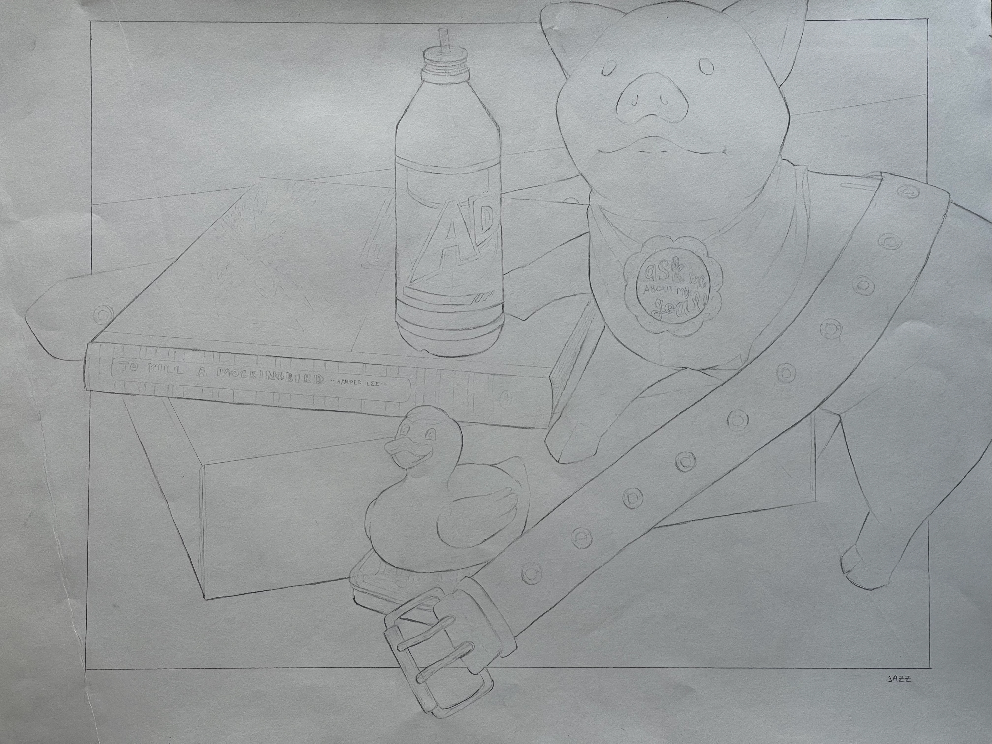 Jasmine Neumann, "Contour Still Life", Graphite, Portfolio Preparation