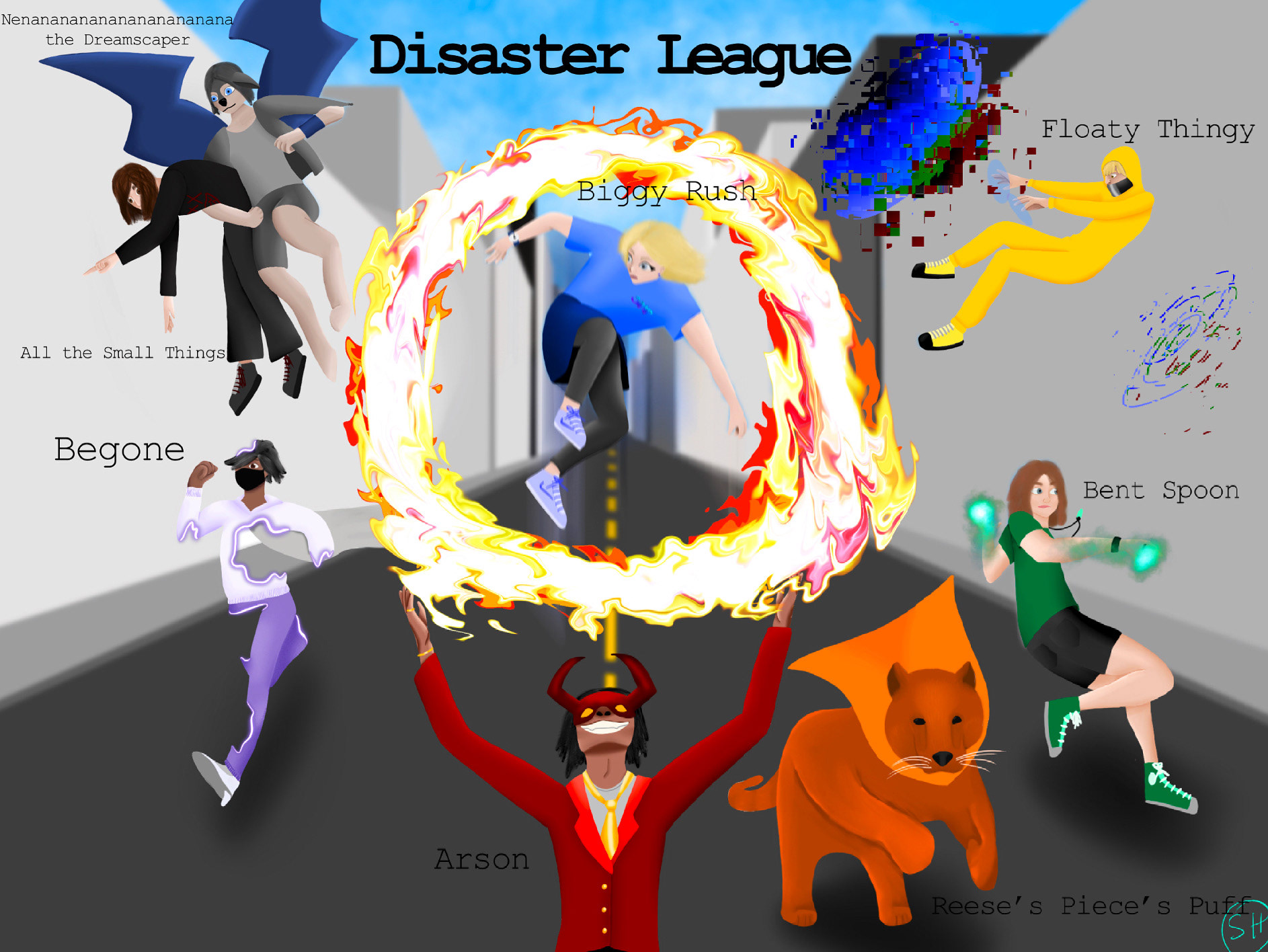 Sarah Harner, "The Disaster League", Digital Art, Digital Illustration