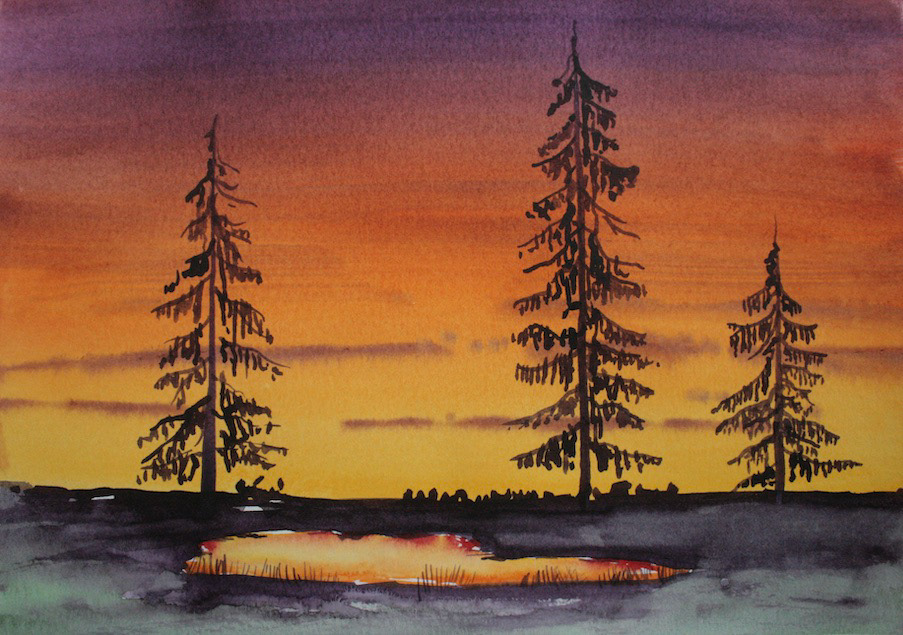 Terry Clark, "Quiet Transition, 2020", Watercolor paint on paper, 9" x 12"