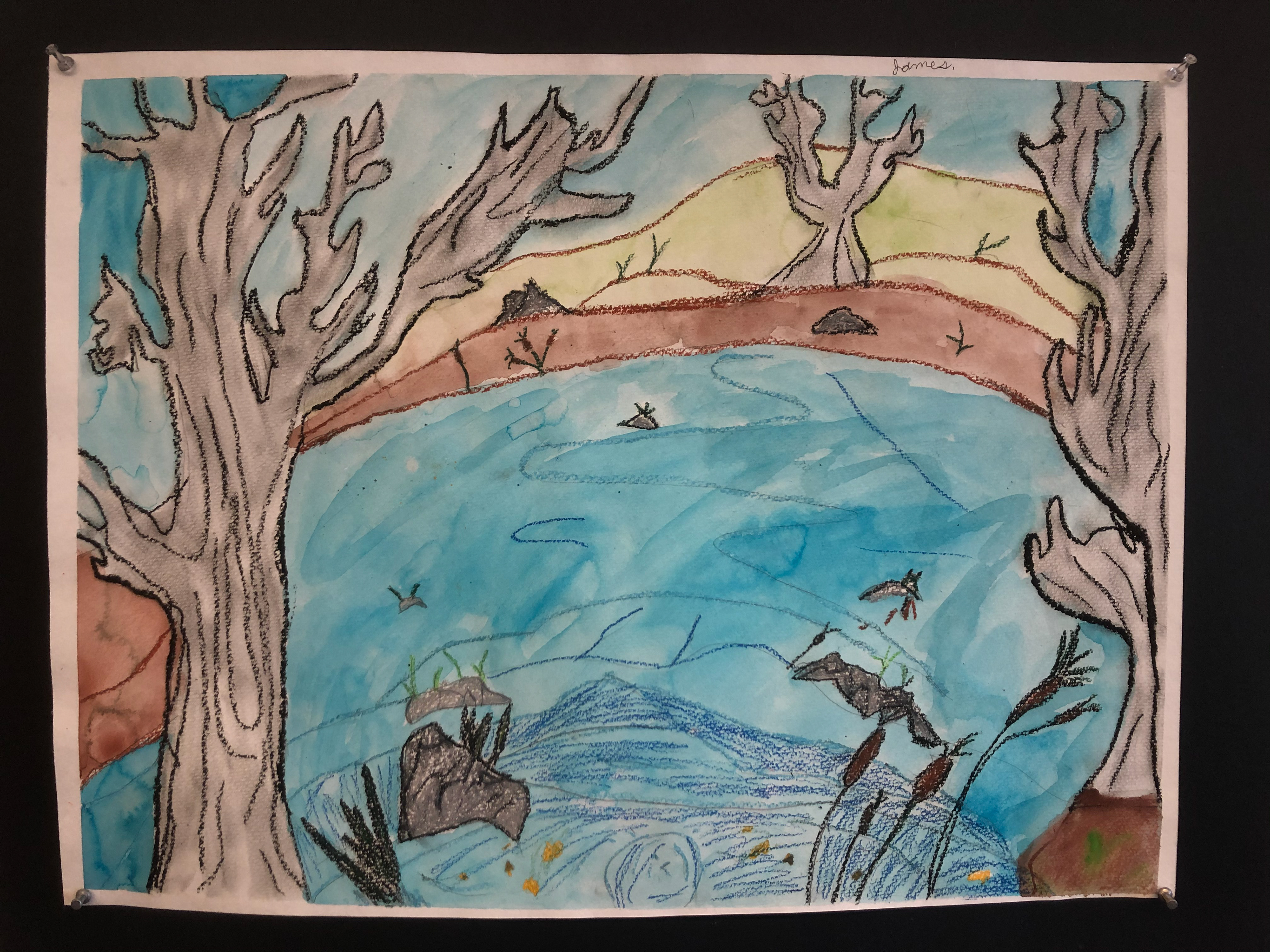 James Strauss, "Pastel watercolor landscape", Watercolor, Drawing: Beyond the Pencil