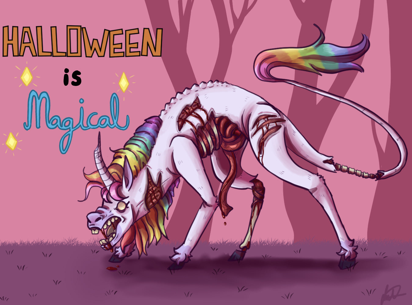 Julia Camino "Halloween is Magical! (Card)" Digital Art, Narrative Illustration and Visual Storytelling class
