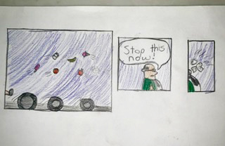 Luke Spreen "Food Fight 2 of 2" Drawing, Cartooning 101 Class