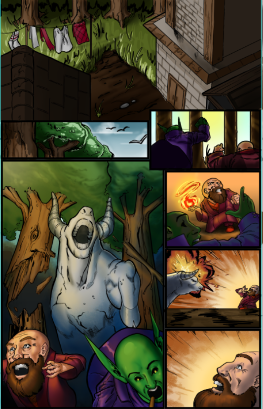 Nathan Tada, "Silver Bandit's Comic Page #1", Photoshop/Digital Art 6.125"x9.6875", Creating Comics in a Digital Environment Class