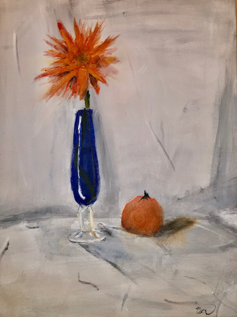 Daniel Anthony "Orange and Blue Vase" Painting, Fundamentals of Painting Class