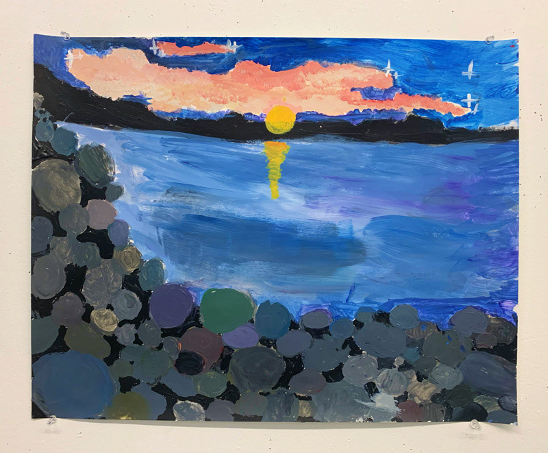 Frankie McGovern, "Sunset", Acrylic on Paper, Beginning Painting