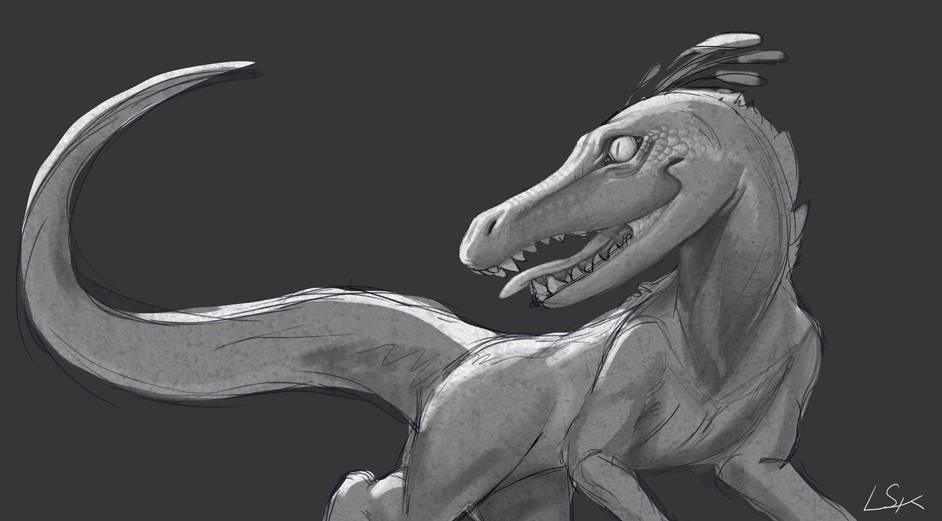 Lyndsey Stephens "Curious Raptor" Digital Art, Digital Painting: Photoshop Monsters class