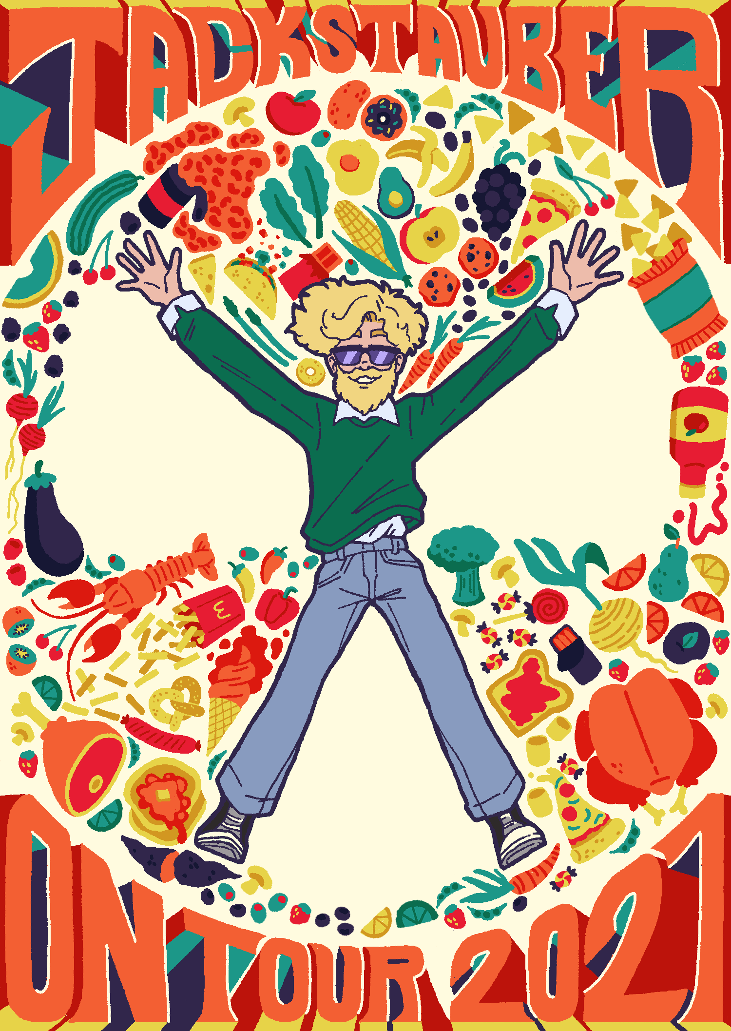 Emma Greenman "Jack Stauber Tour Poster" Digital Art, Narrative Illustration and Visual Storytelling class