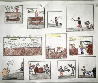 Luke Spreen "Food Fight 1 of 2" Drawing, Cartooning 101 Class
