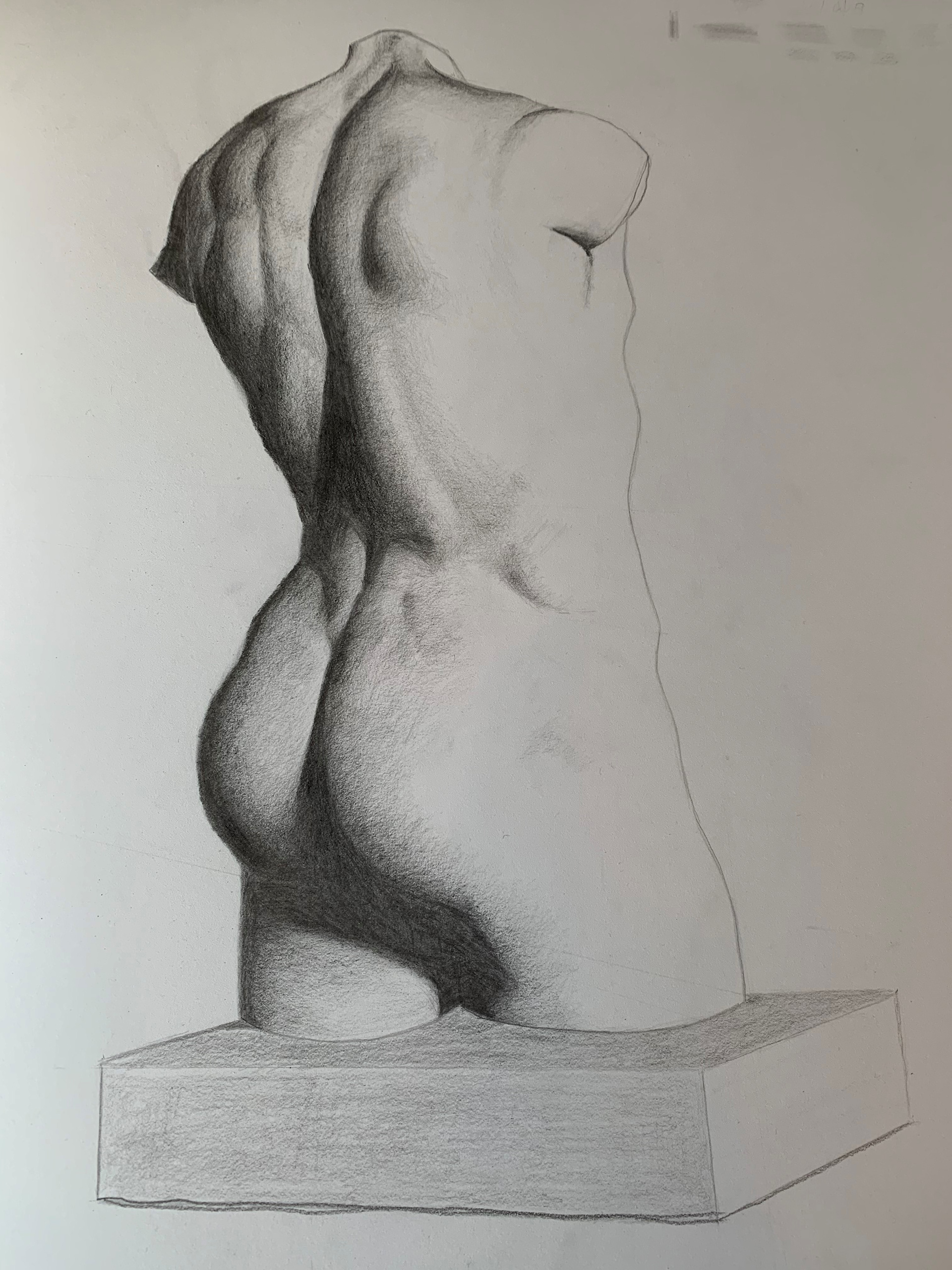 Maureen Brennan, "Drawing of a Bargue plate", Graphite pencil 12 x 18", Atelier Drawing Class