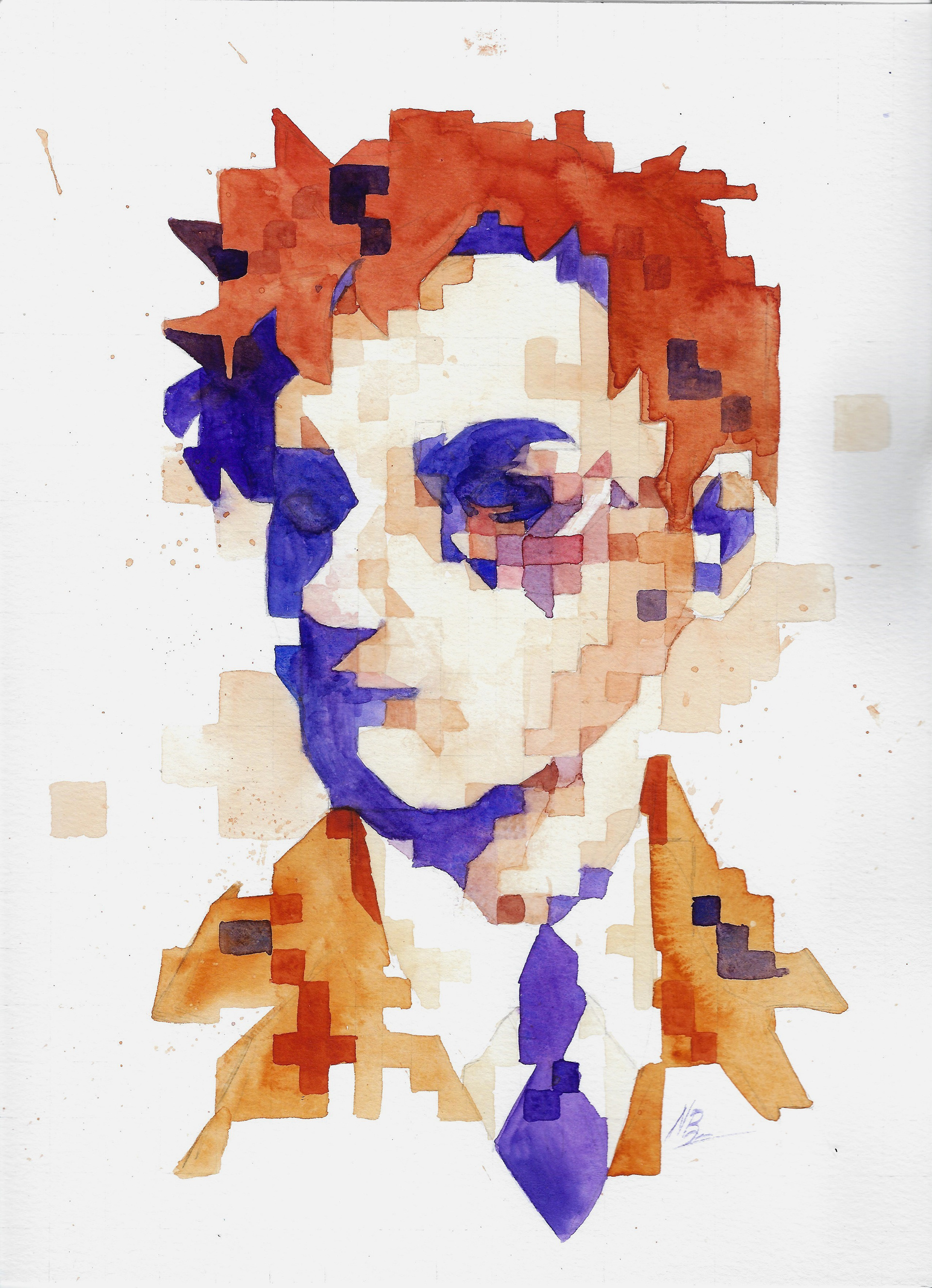 Naomi Brown "Abstraction of a Face" Watercolor, Make it Pop, Make it Zag, Make it Float class