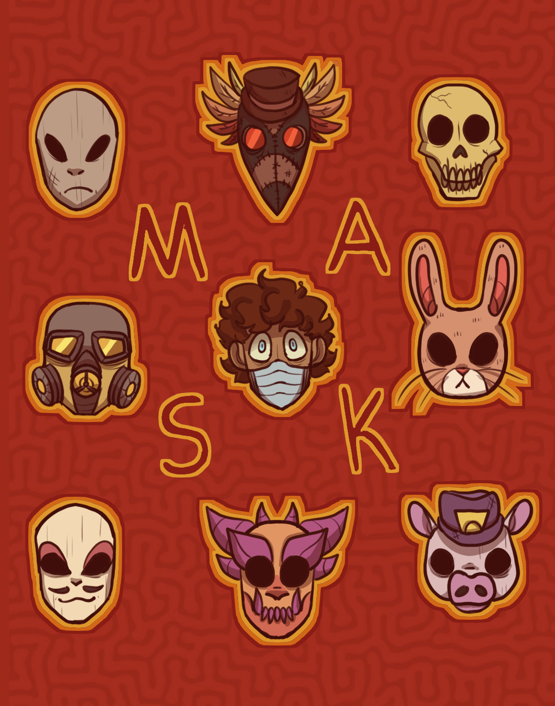 Julia Camino "Masks (Magazine Cover)" Digital Art, Narrative Illustration and Visual Storytelling class