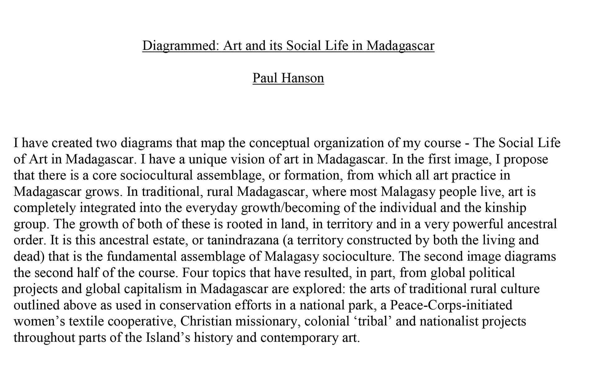 Paul Hanson, "Diagrammed: Art and its Social Life in Madagascar"