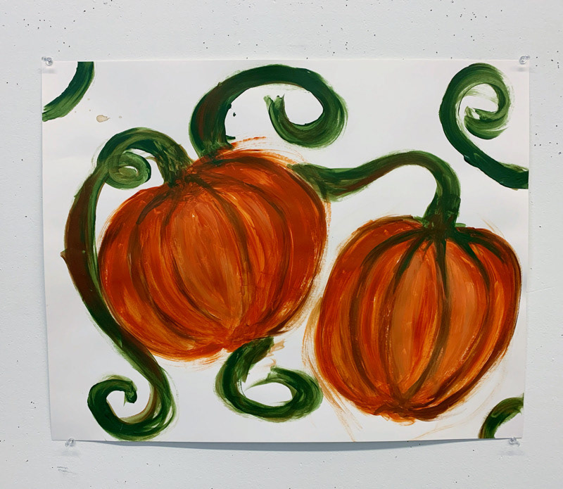 Elena Cox, "Pumpkins", Acrylic on Paper, Beginning Painting