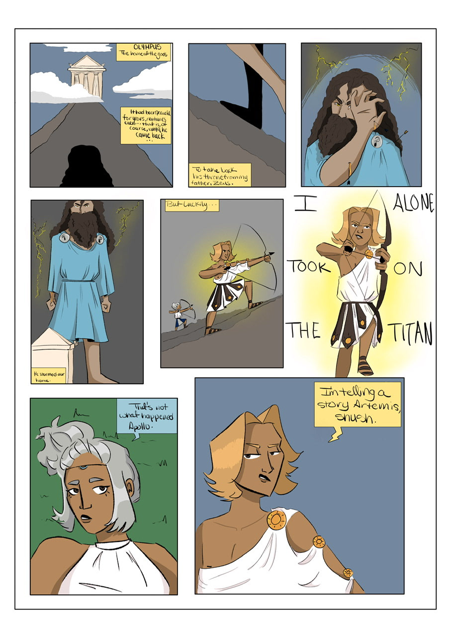 Sarah Flores "Greek Myth Comic" Digital Art, Advanced Cartooning Class