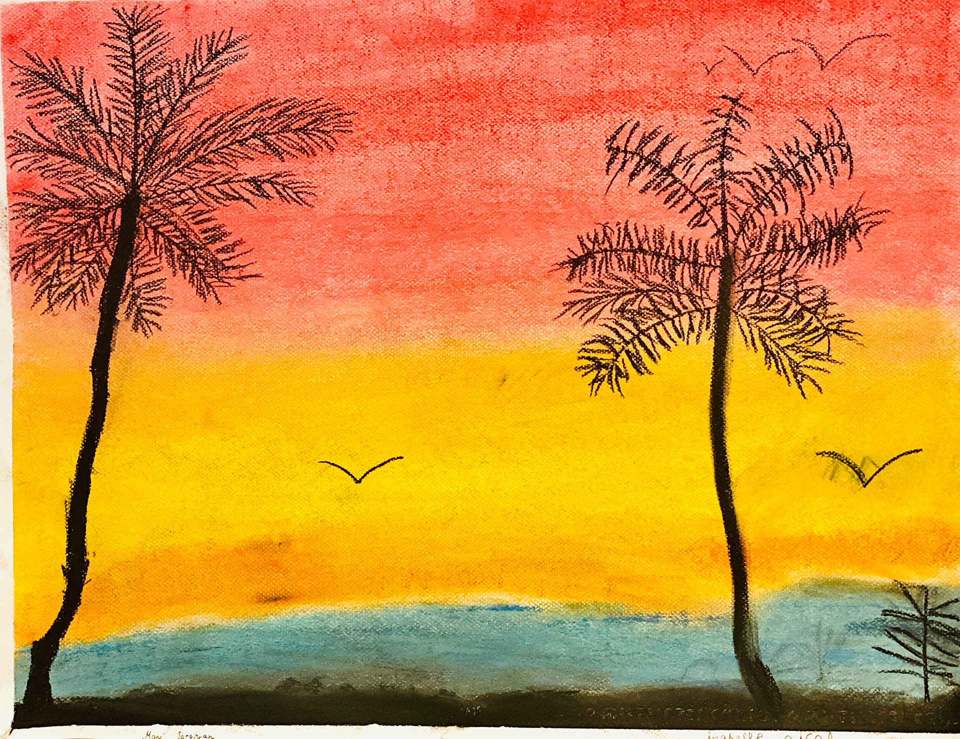 Mane Sargsyan, "Sunset on the beach", Drawing, Drawing From Nature
