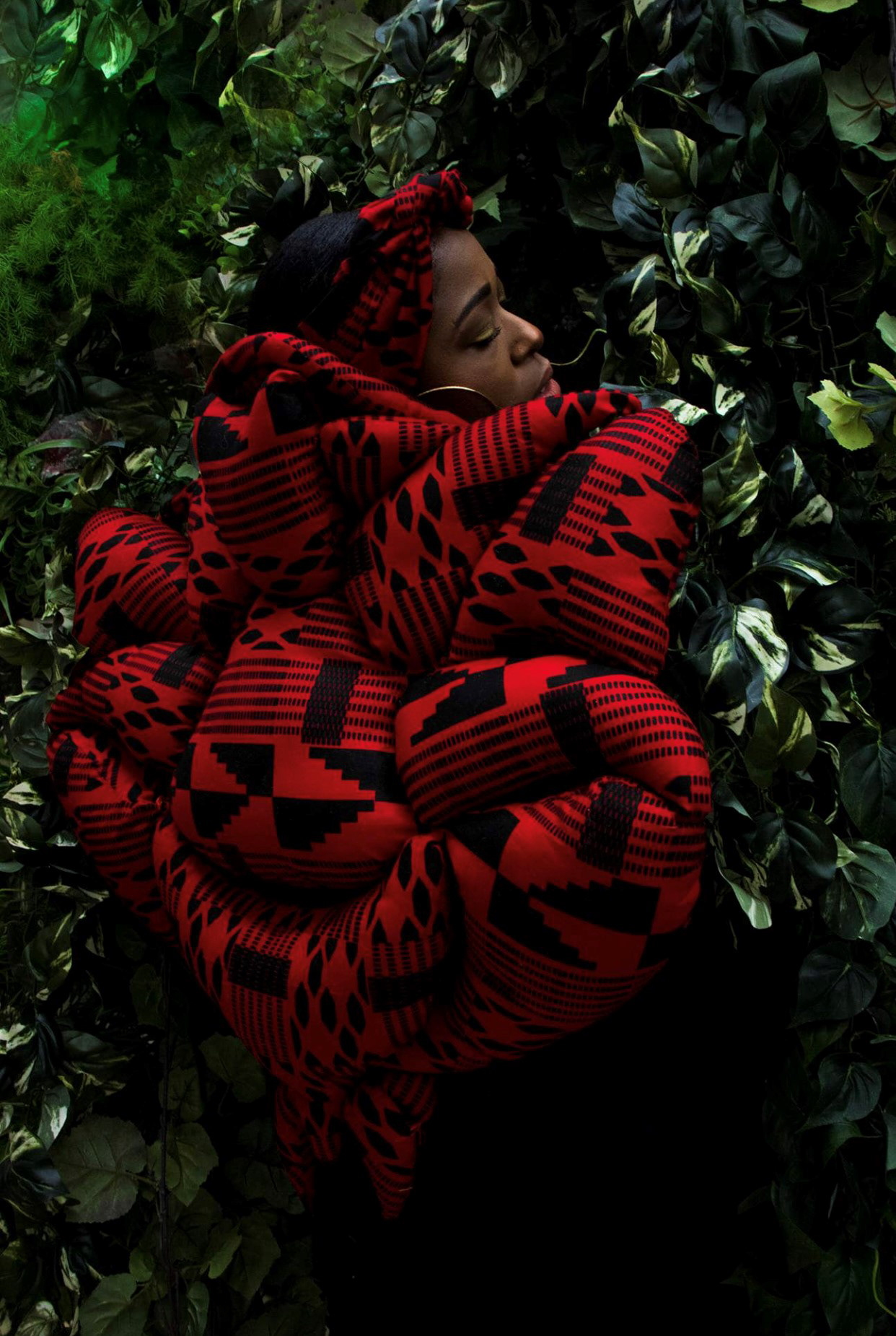 Eriana Hargrove, "Royal Warrior", African textile prints, poly fill and embroidery floss
