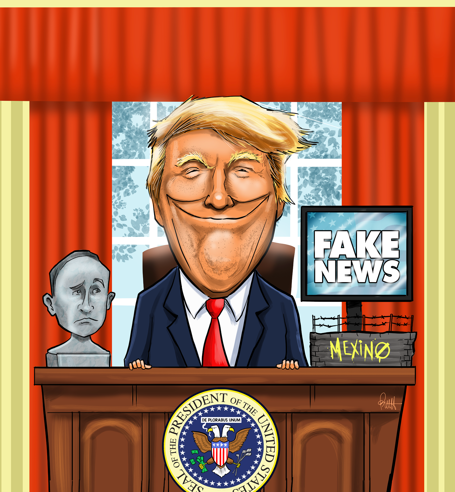 Len Peralta, "Tan Trump", Digital Art, 12" x 12"