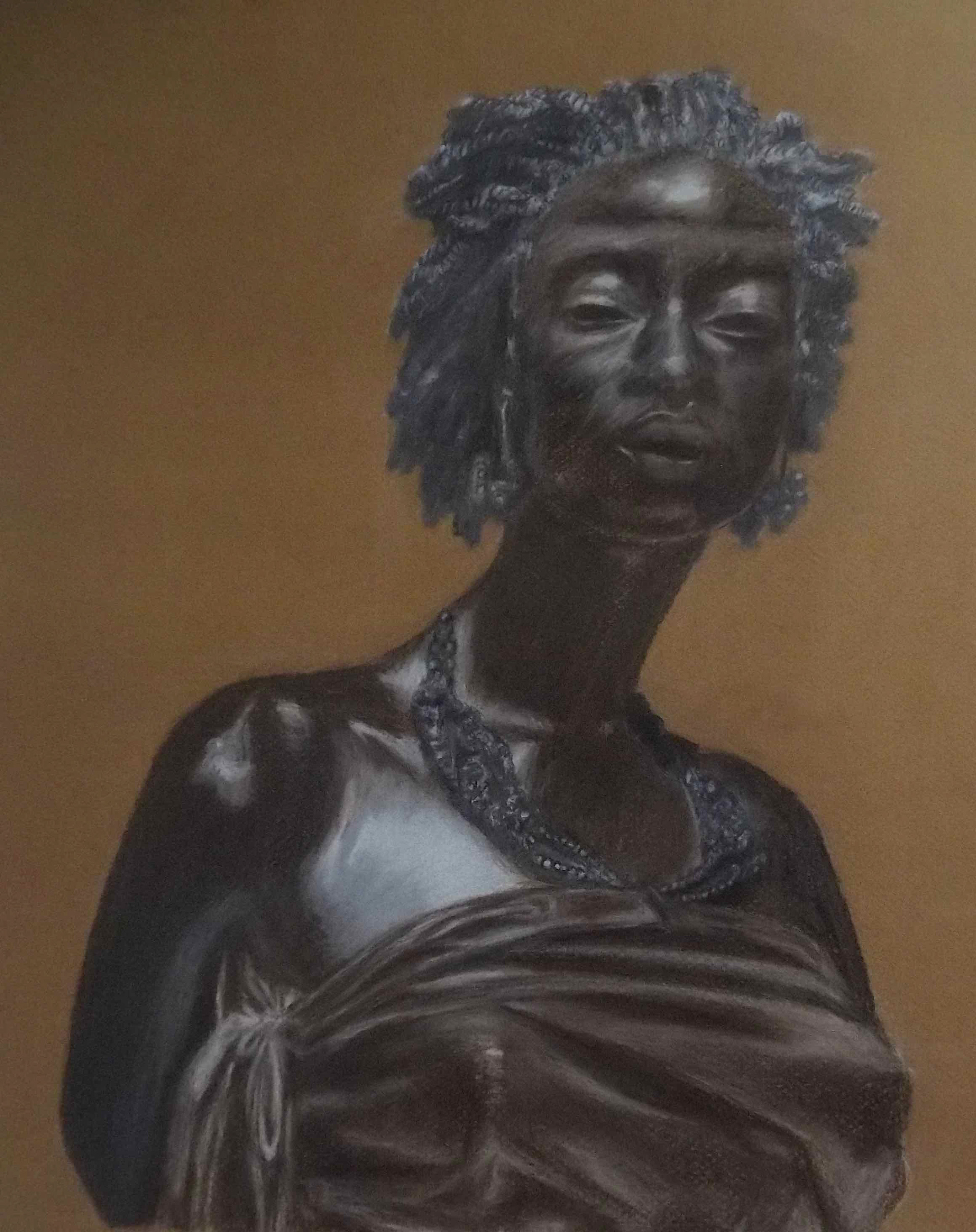 Shyvonne Coleman, "Reine", Colored Charcoal on Bisque Canson Paper 14.5 x 16", Atelier Drawing Class