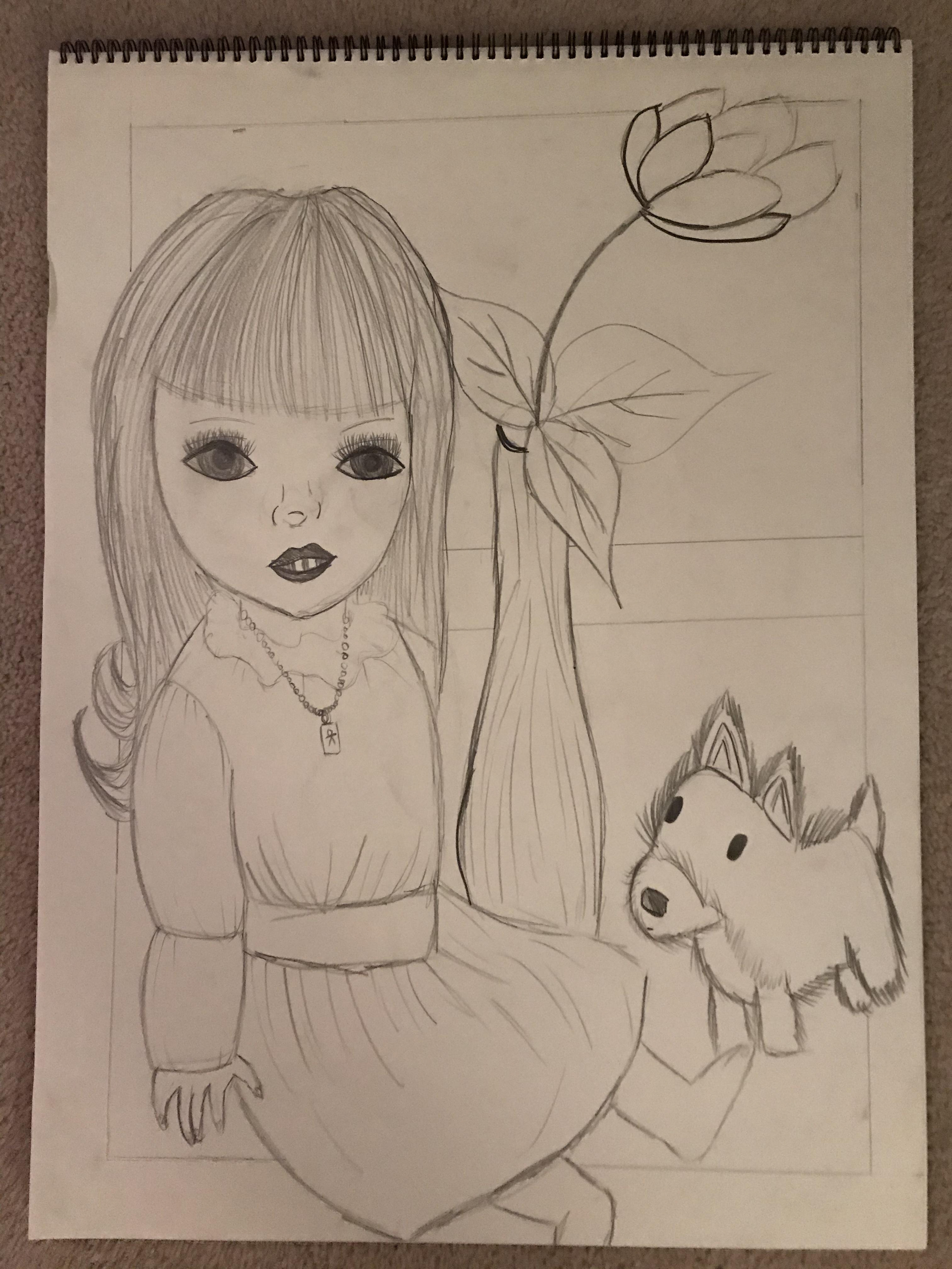 Matthew Harding "A Doll and her Dog" Drawing, Portfolio Preparation: Drawing from Life class