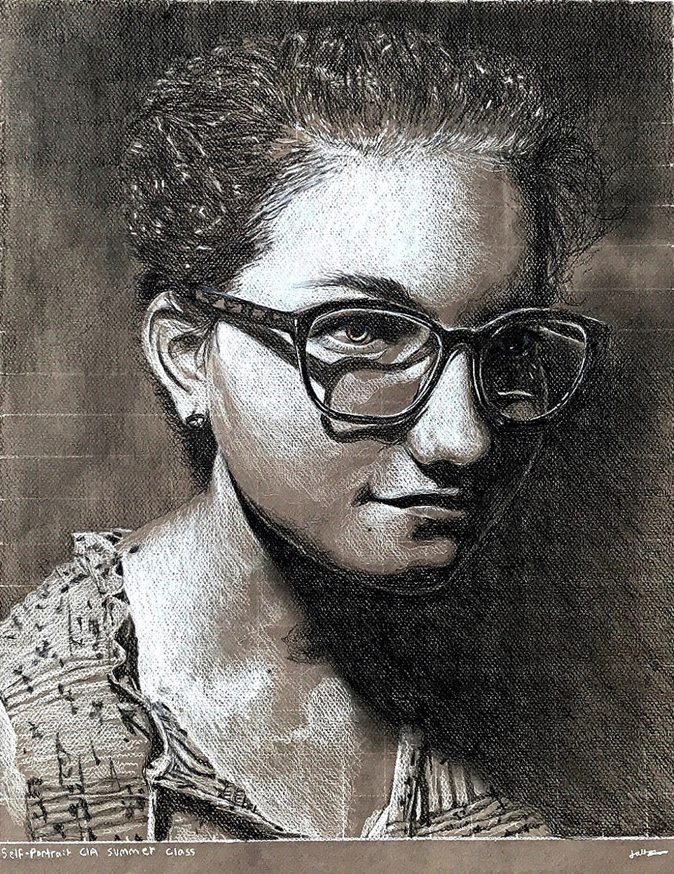 Juliette Albert "Self Portrait" Drawing, Portfolio Preparation: Observational Drawing Class