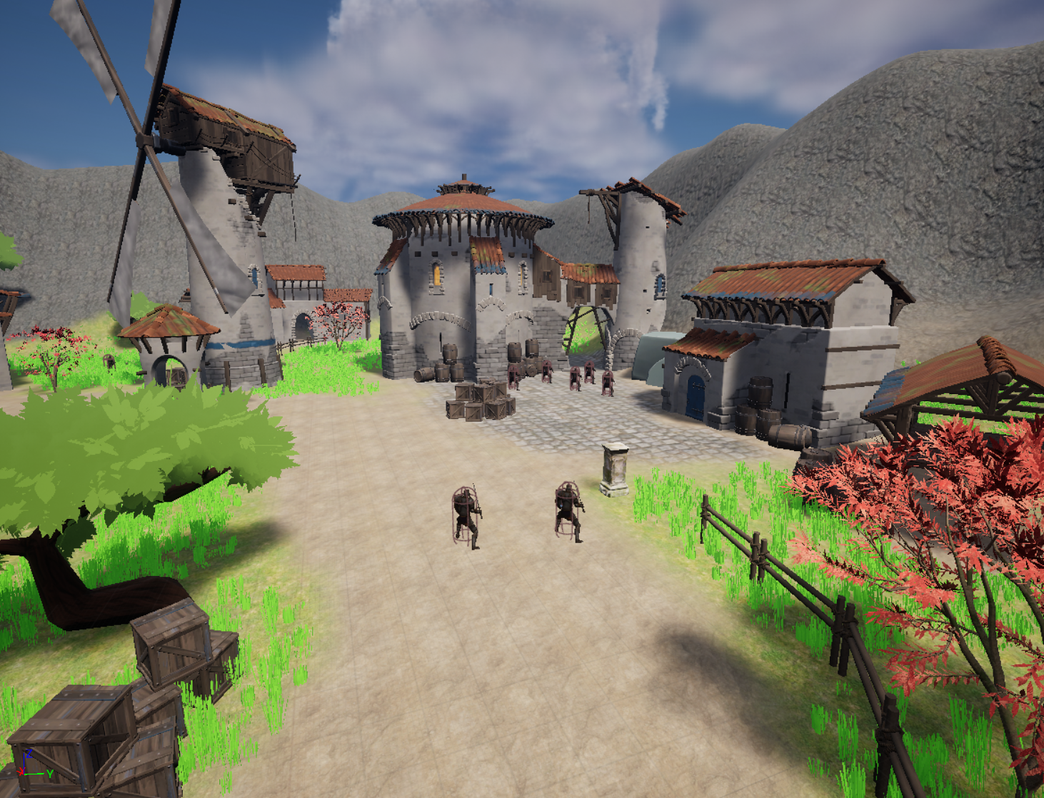 View along the path through the valley map with enemies showing