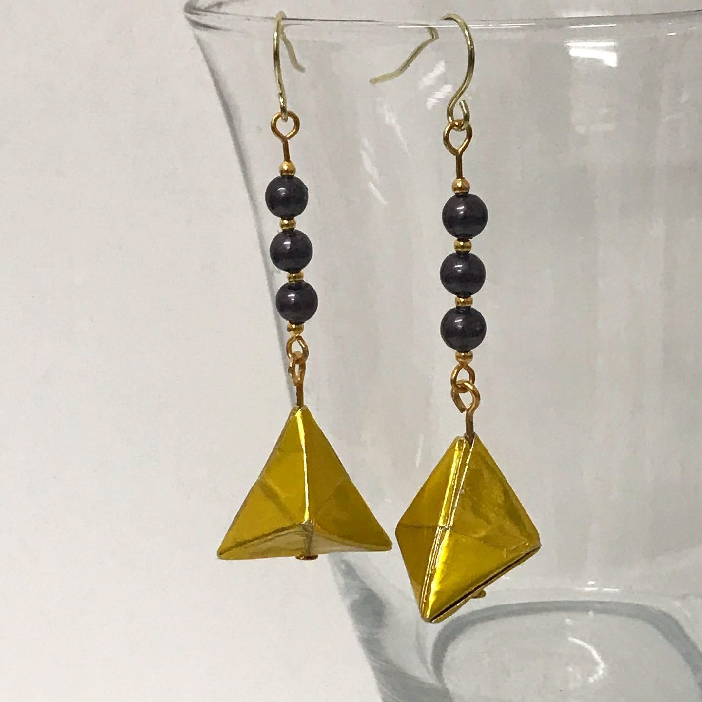 Diamond – Gold,  £30, Made to order — slight variations in paper pattern and details may occur. Gold or silver findings available on request.