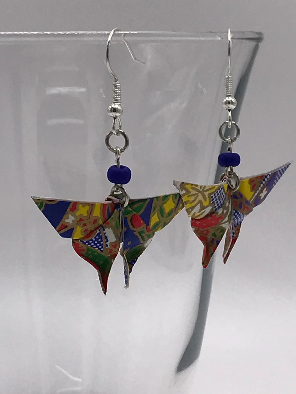 Butterfly, Blue, £28, Made to order — slight variations in paper pattern and details may occur. Gold or silver findings available on request.