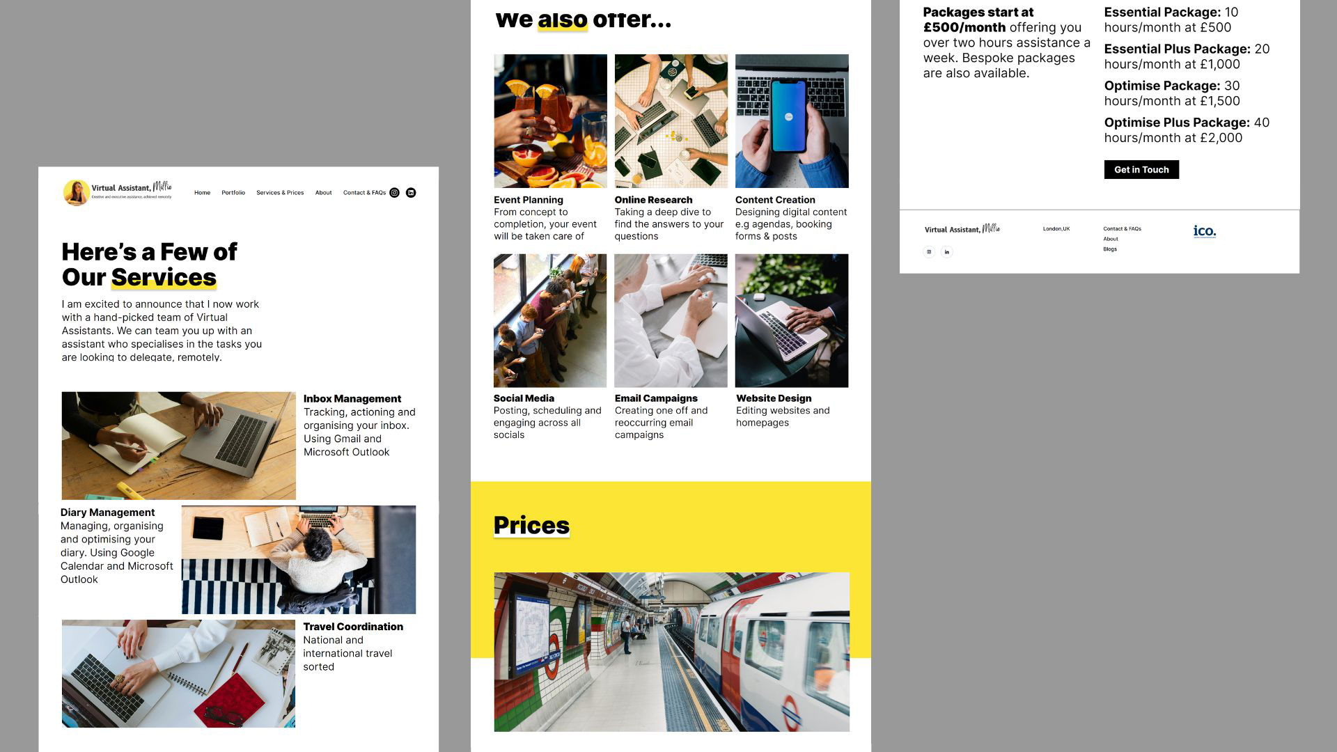 Services and prices page