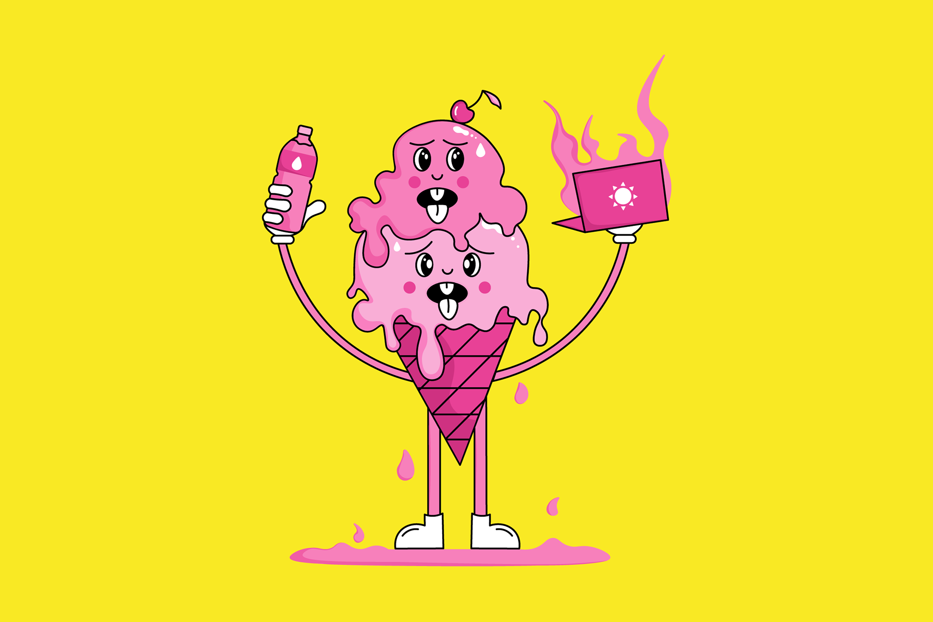 Heat Wave melting ice cream illustration