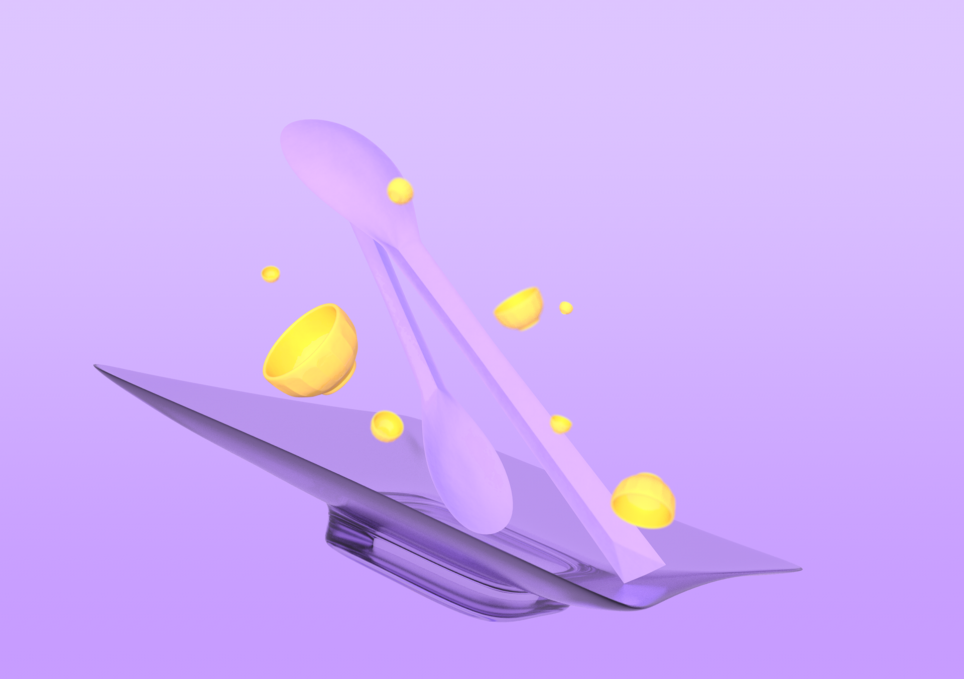 3d composition with only dishes
