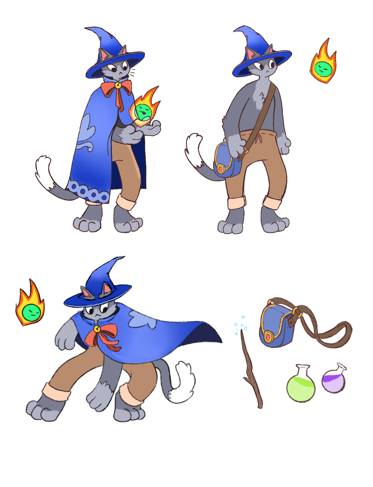 Hobble the Wizard Cat and Wick the Fire Deomn