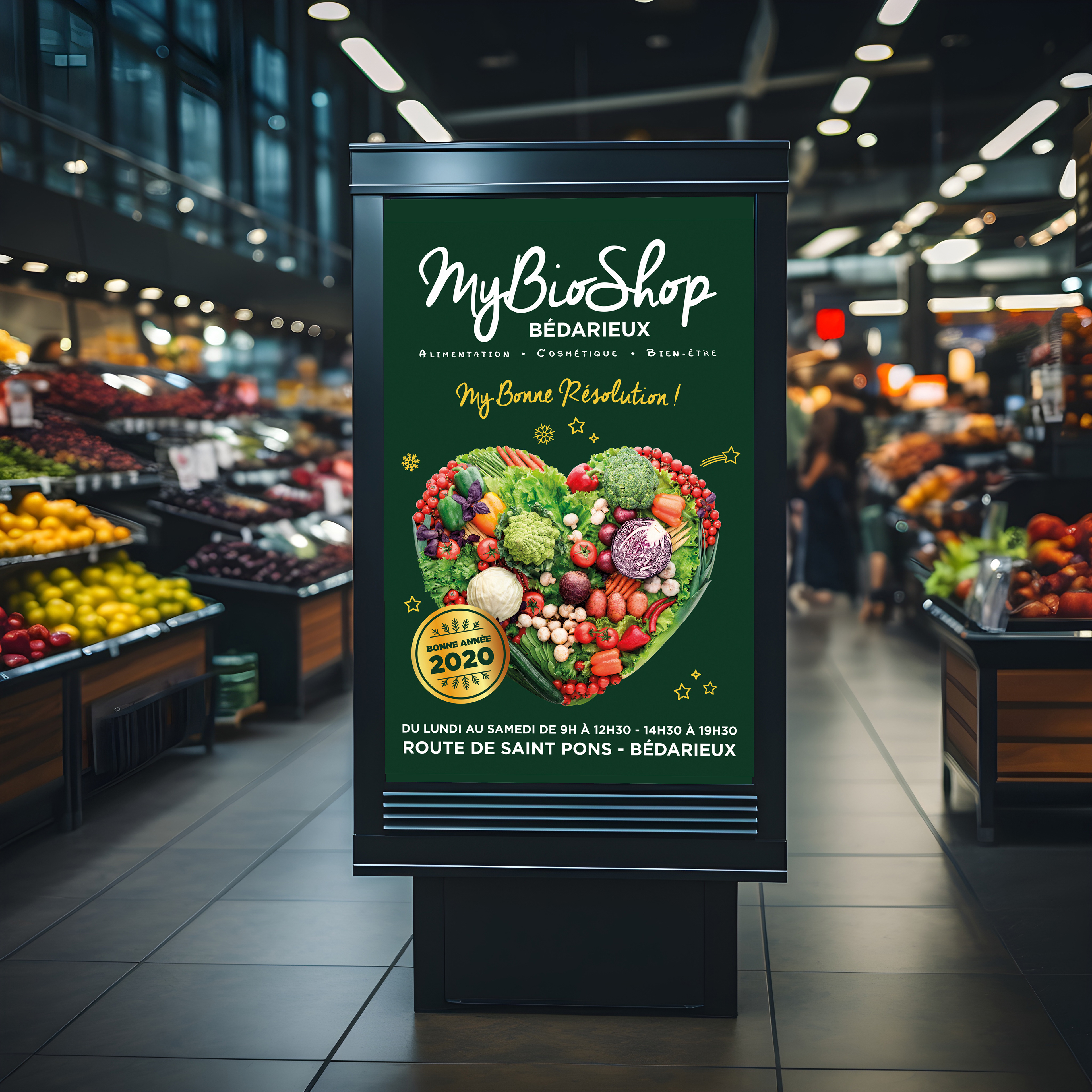 MyBioshop, magasin bio, affichage
