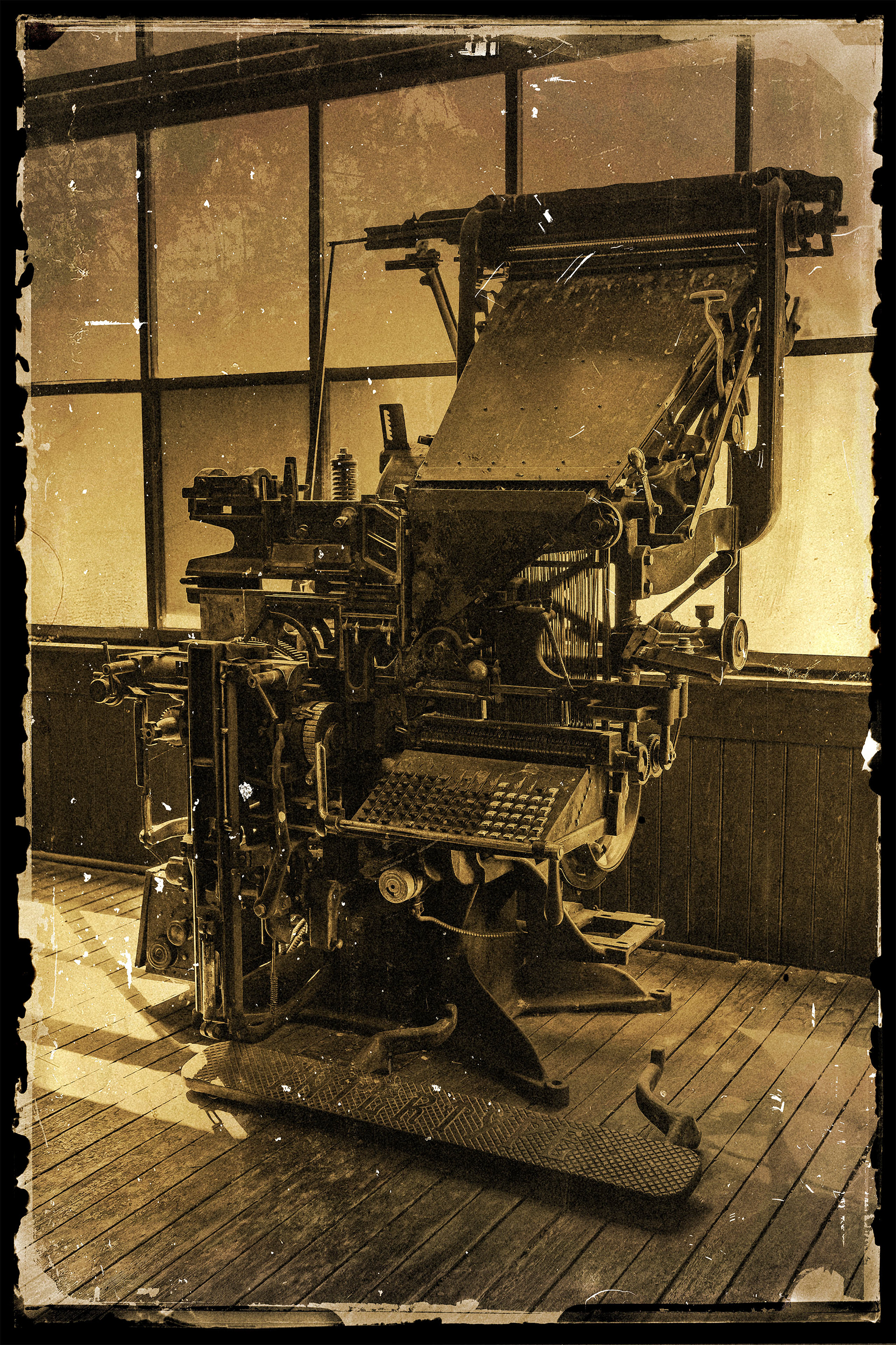 Photography of antique letterpress machine taken in Molson Washington. 