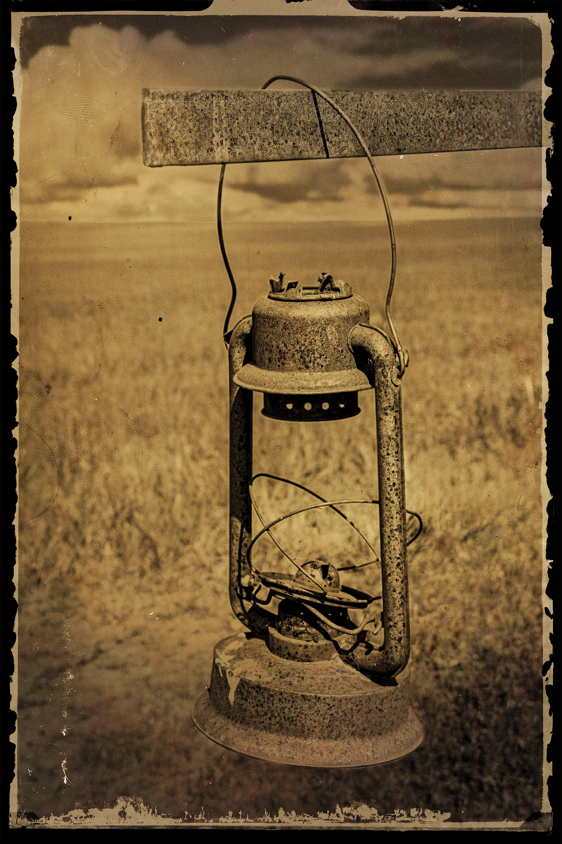 Photograph of antique oil lamp taken in Molson Washington. 