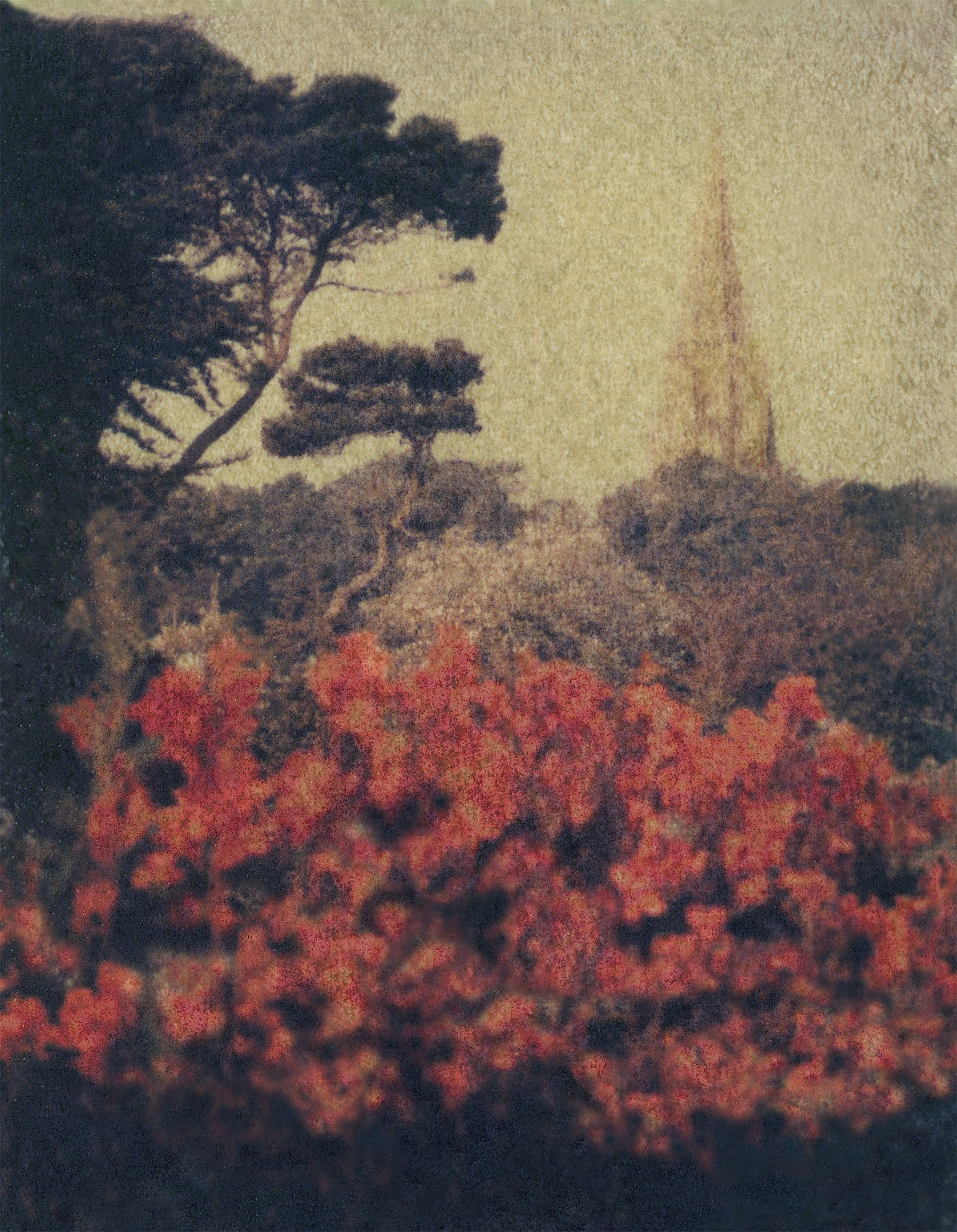 Polaroid transfer image of the cathedral at La Rochelle France.