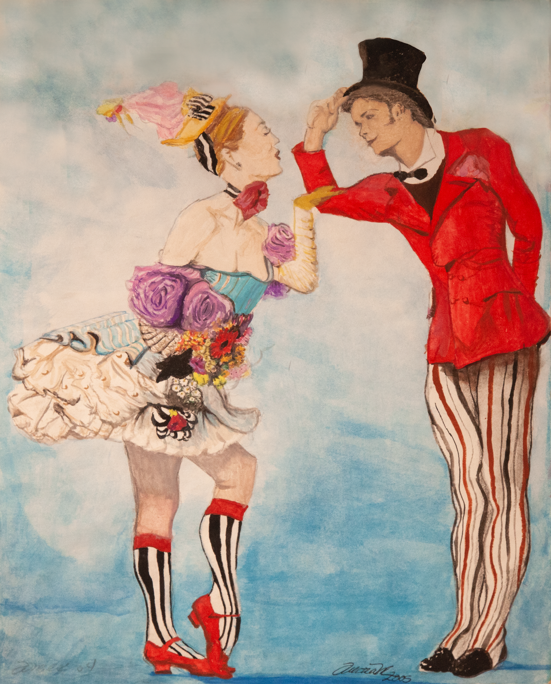 AN INVITATION TO DANCE 2004 - 12 x 8.5 in - Watercolor on Strathmore paper - A courteous and polite invitation to dance a love song.