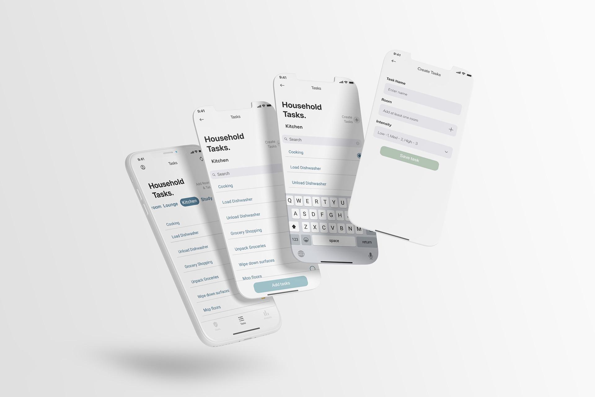 Manual data input of preloaded tasks and the journey of creating a new task.