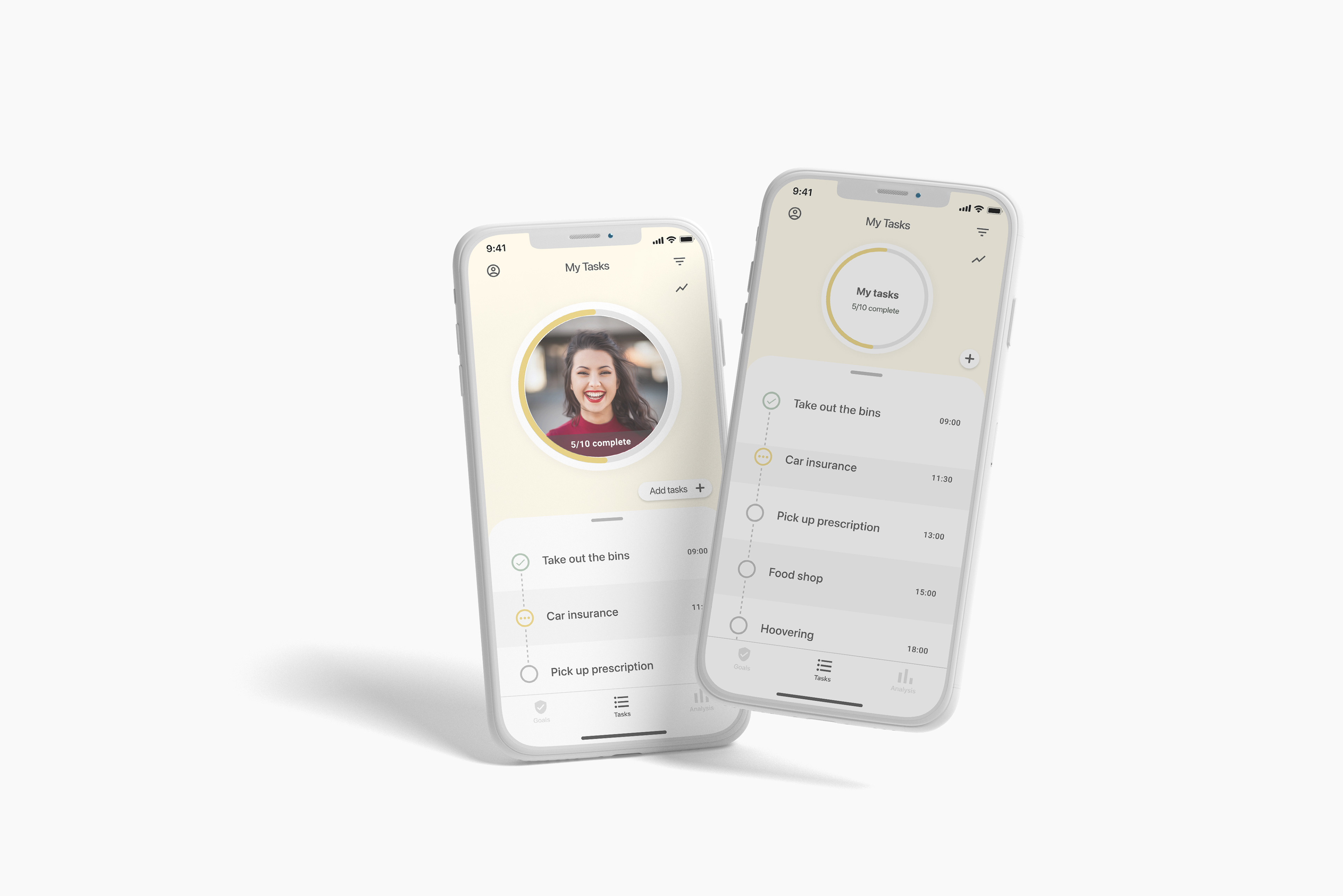 Overview of user's tasks completed and to be completed