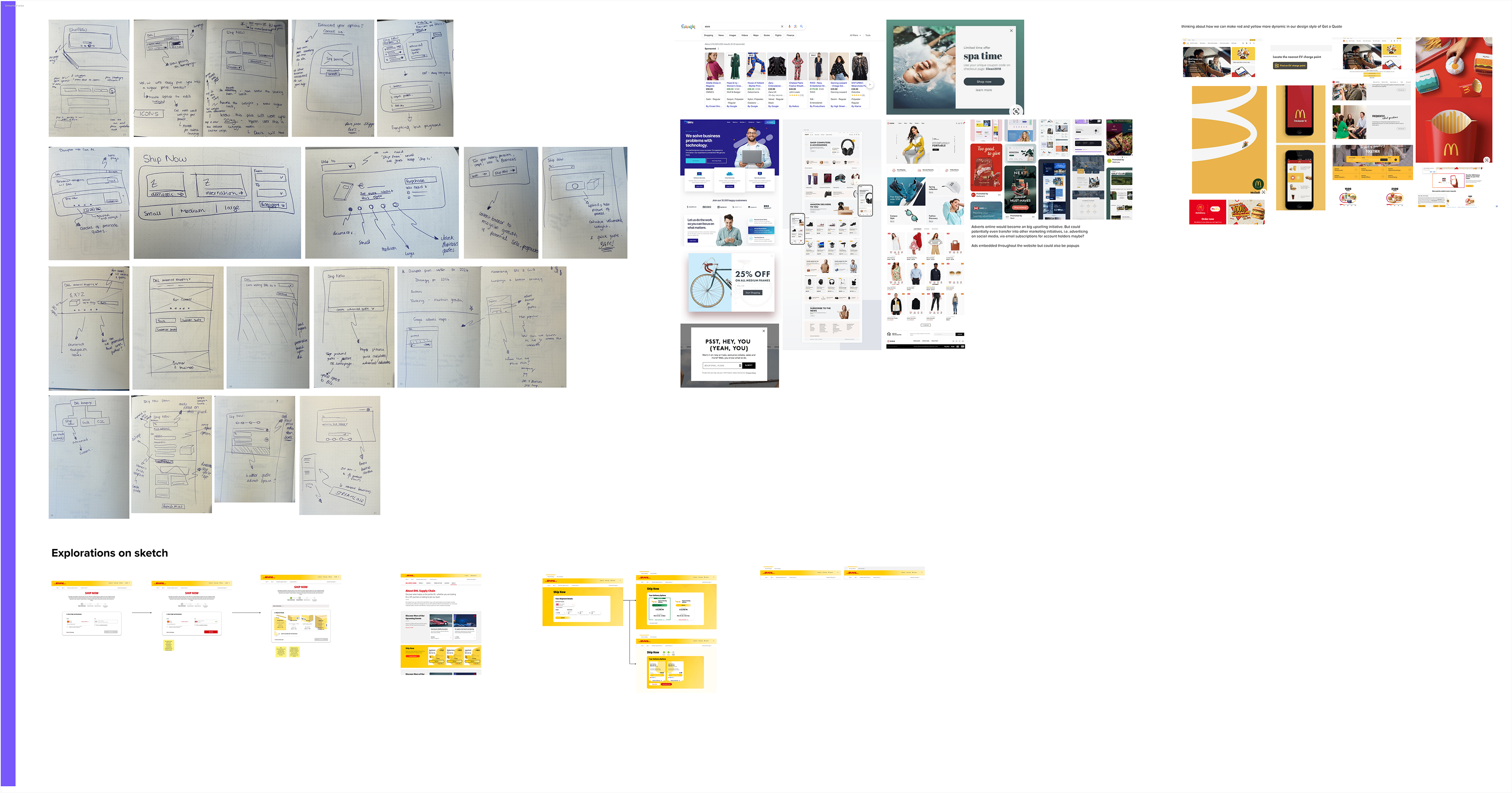 Following Iteration work with sketches, research into styles and colour and functionalities followed up by low-fi designs