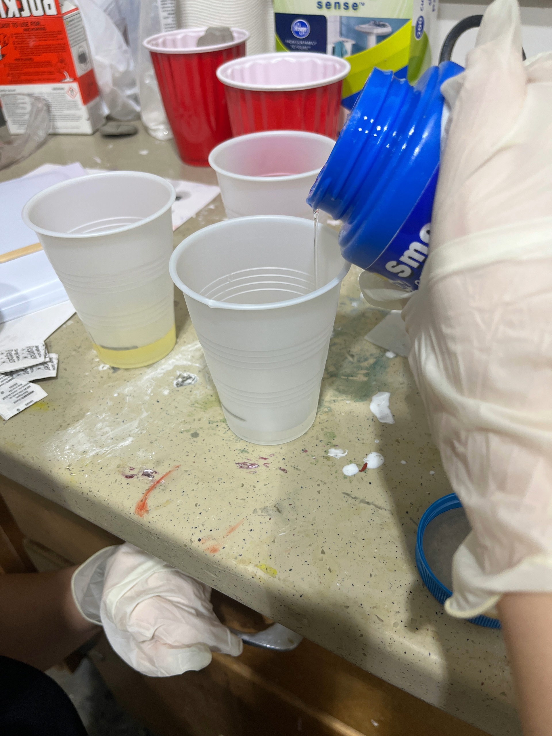 Mixing the resin to fill molds