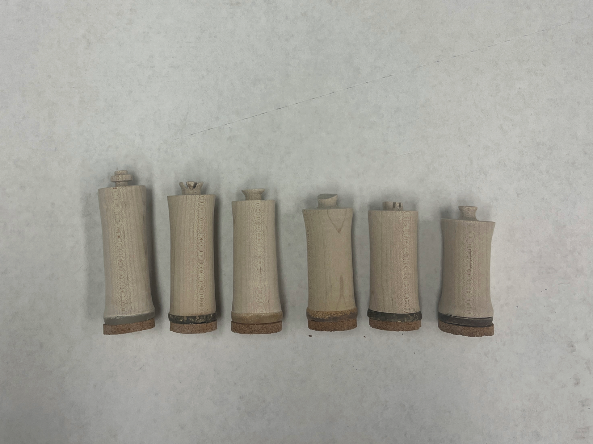 Pieces before addition of mineral oil.