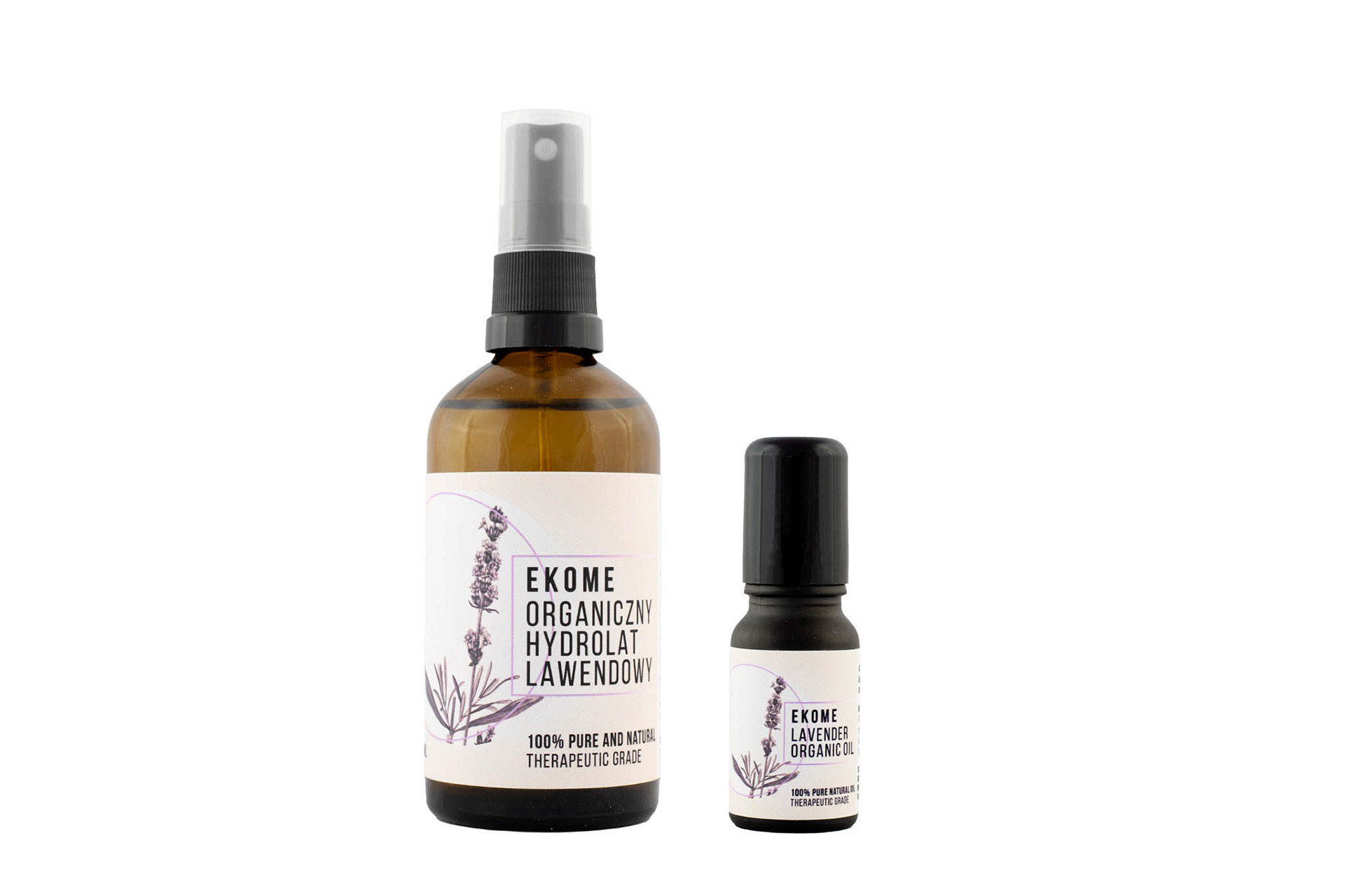 Packshot / zdjęcie produktowe | hydrolat lawendowy i olejek Ekome