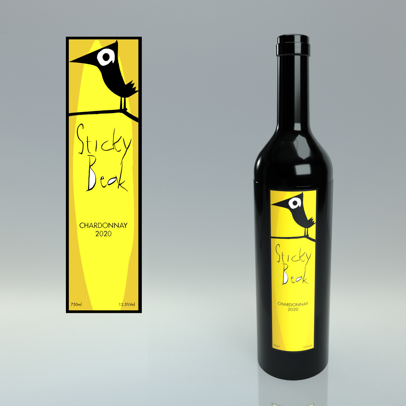 An Australian overseas export wine label concept 'Sticky Beak'