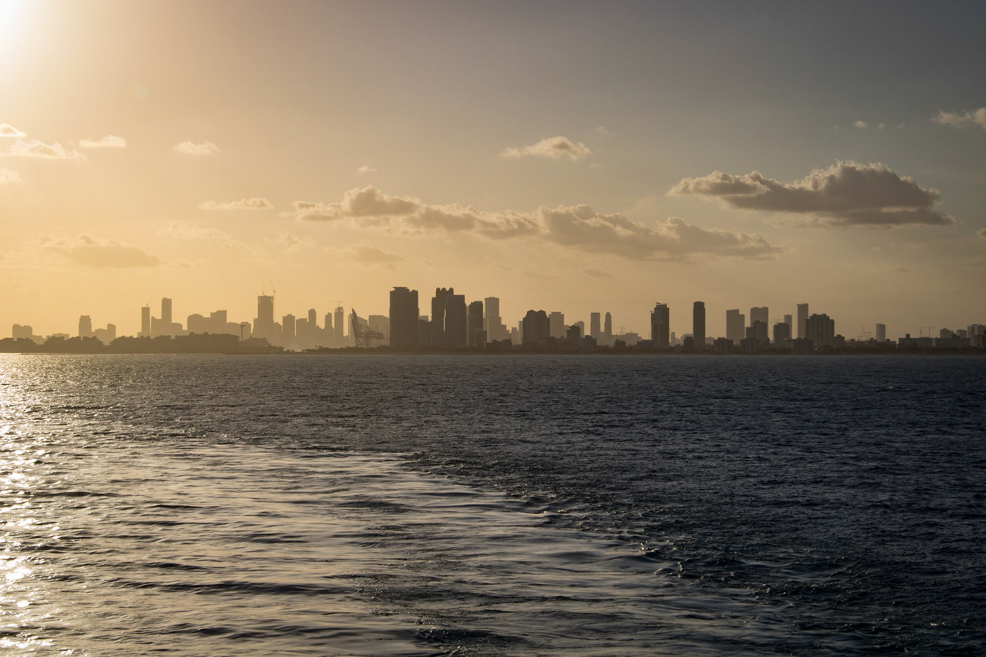 A view of Miami from sea.