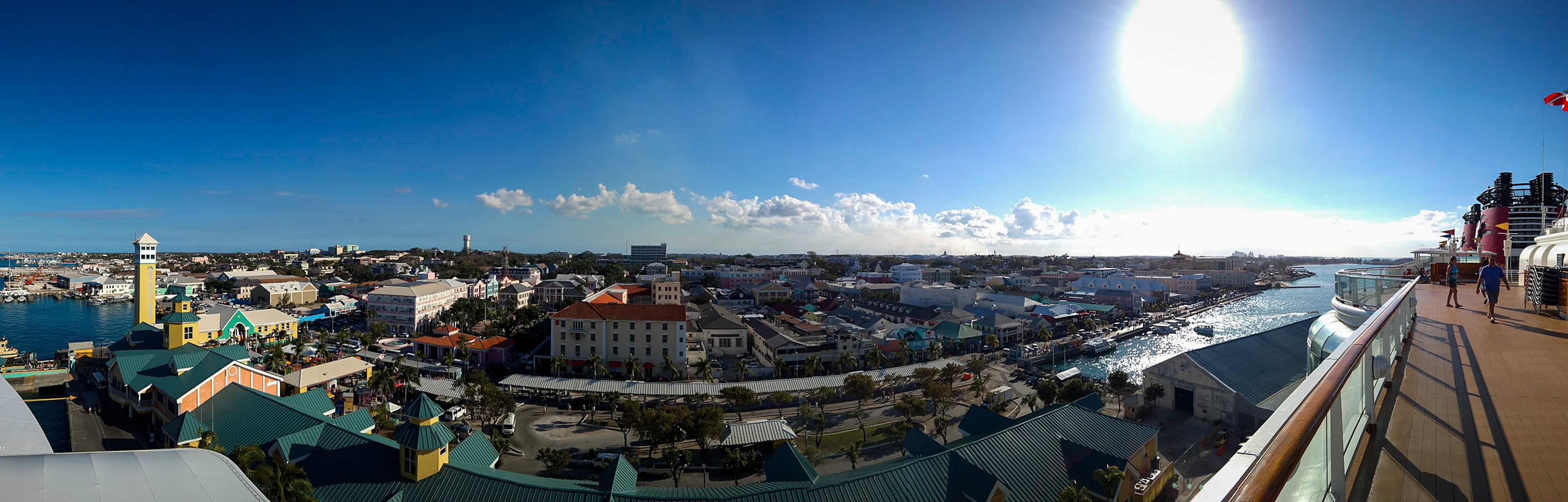 A panoramic view of Nassau from the deck of the Disney Magic