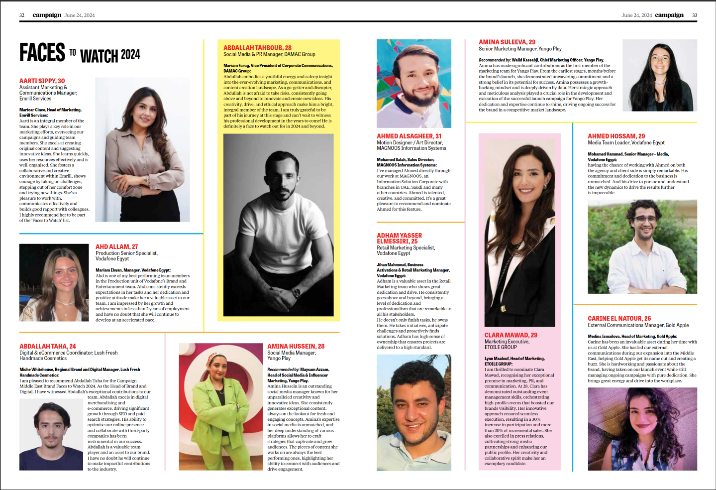 Campaing Middle East: Face to watch 2024; Brand Edition