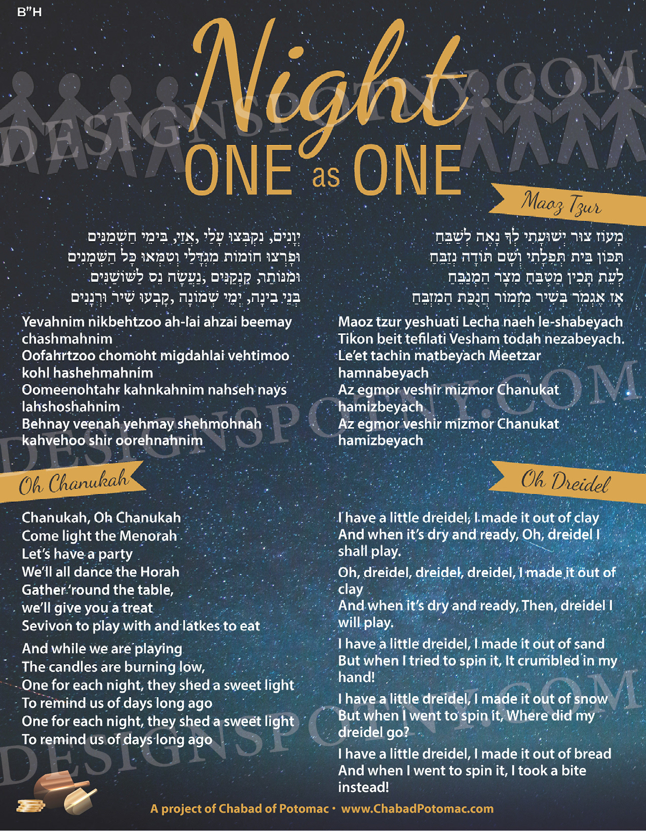 Night One as One Songsheet