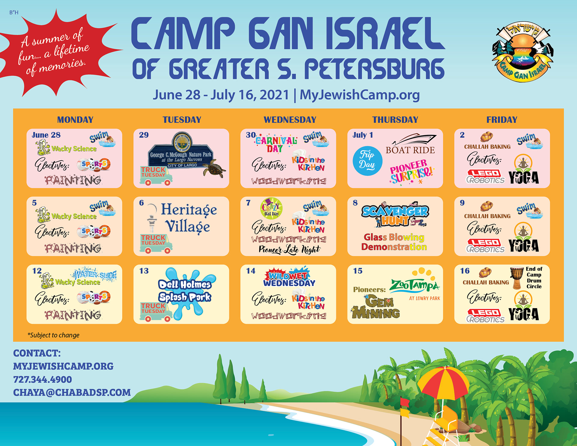 Camp Beach Calendar