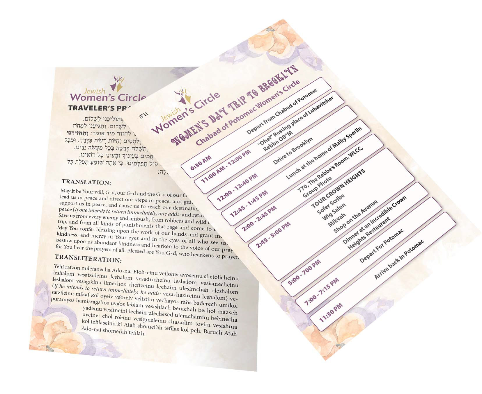 Tefillas Haderech and Schedule