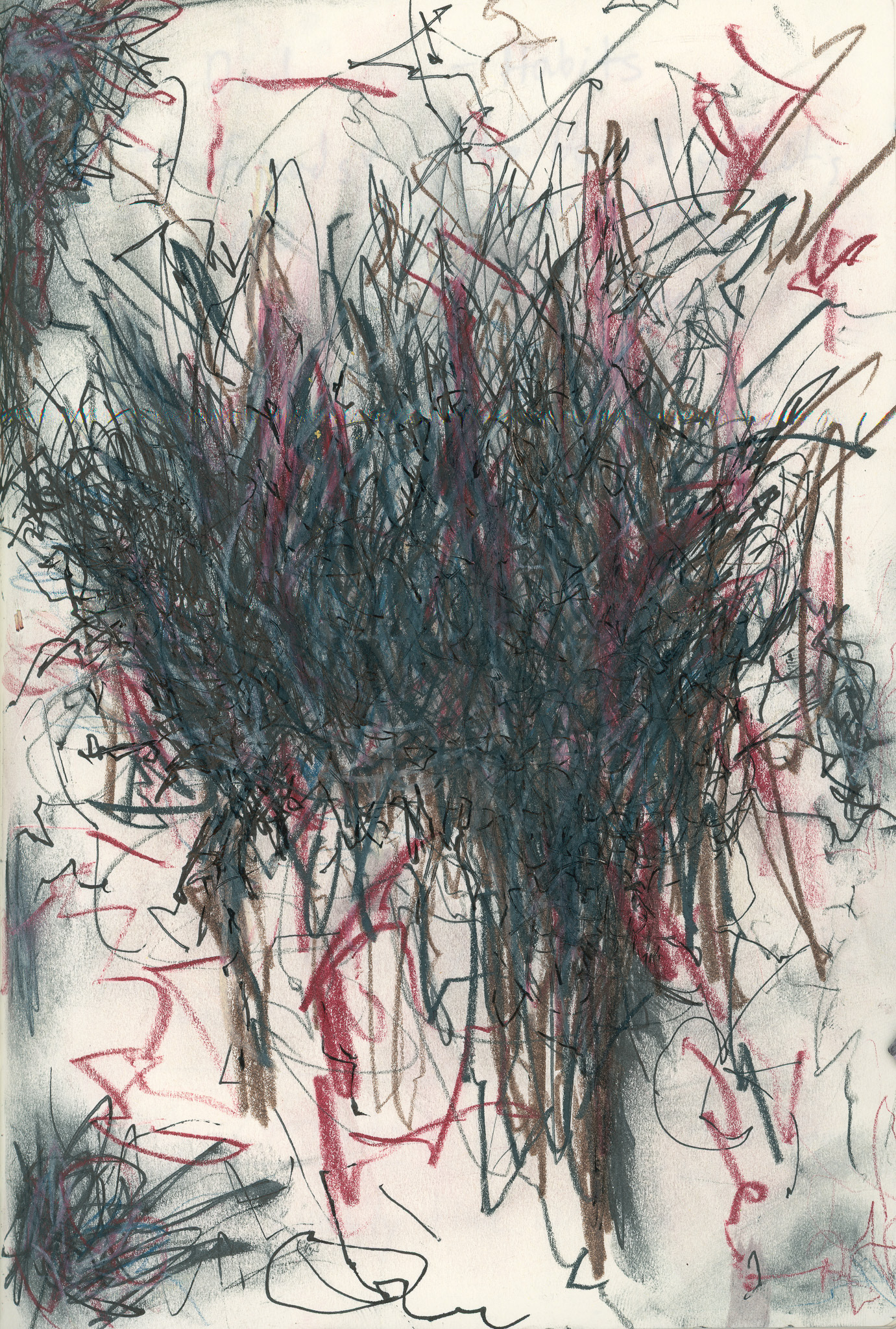 Abstract 01, 2024. Ballpoint pen and colored pencil in sketchbook.